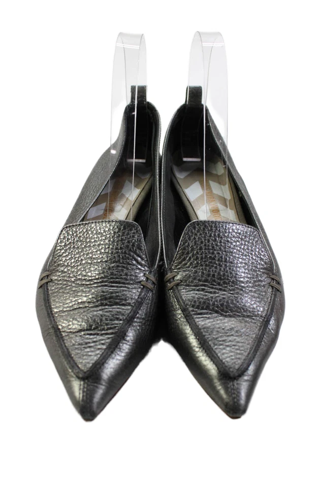 Sapatilhas de balé femininas Nicholas Kirkwood de couro biqueira pontiaguda prata tamanho 36,5 6,5 - Imagem 2 de 4