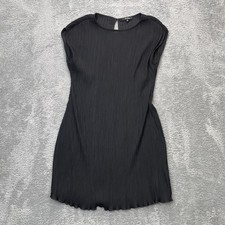 Madewell Dress Womens 6 Black Mini Tee Lined Pleated Stretch Cap Sleeve Easy Fit