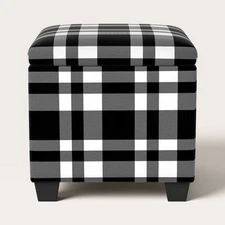Plaid Storage Ottoman Black/White - Woolrich