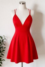 Express Red Strappy Open Back Fit Flare Mini Dress Women Size 8 Party
