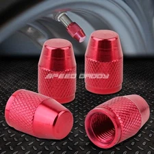 4 X ALUMINUM TIRE/RIM VALVE/WHEEL AIR PORT DUST COVER STEM CAP/CAPS RT007 RED