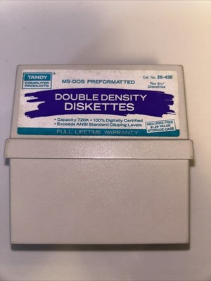 Tandy Double Density Diskettes Storage Case Only, Cat No. 26-430 Vintage