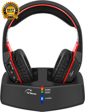 Wireless Headphones for TV Watching with RF Transmitter Charging Dock, Plug Play
