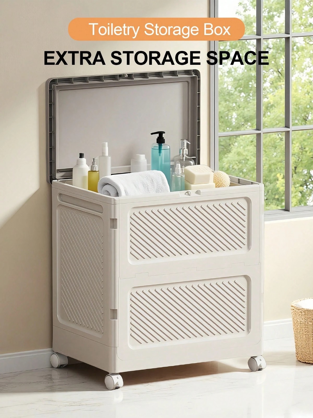 Sleek Stackable Toy Bin with Wheels Dustproof Clear Home Storage Organizer alternate view 3