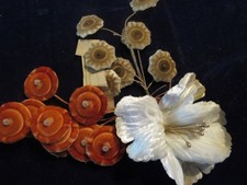 Vtg Millinery Flower Collection Lot Orange Brown Ivory 1 1/2-3 1/2" Velvet H5659