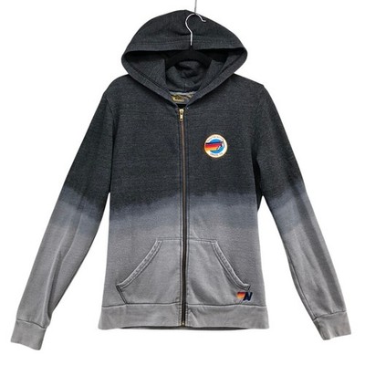 Aviator Nation Hoodie Women Medium Charcoal Grey Ombre Zip Up Venice CA Logo