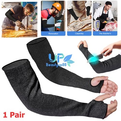 (1 Pair) 18'' Protective Arm Sleeves w/ Thumb Hole Cut Heat Resistant Mechanic