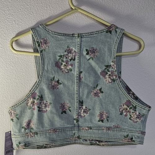 Wild Fable Large Cropped Denim Jeans Top Weste Floral - Bild 4 von 5