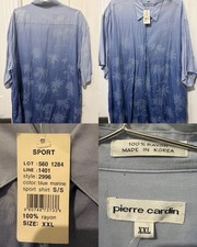 Vintage Pierre Cardin Rayon Blue Palm Tree Hawaiian Camp Shirt Mens 2XL NWT NEW