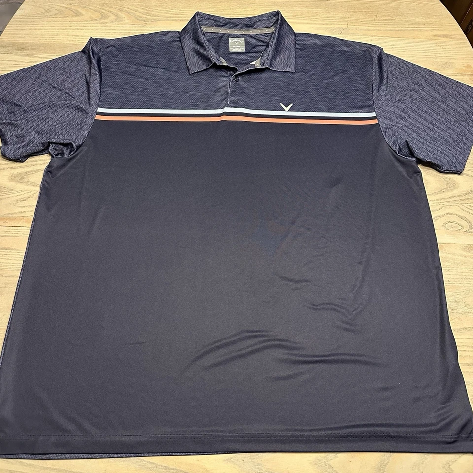 Camisa Polo Callaway Azul Marino Opti-Dri Corta Slv Para Hombres 2XLT ALTA Transpirable Golf Foto 2 de 4