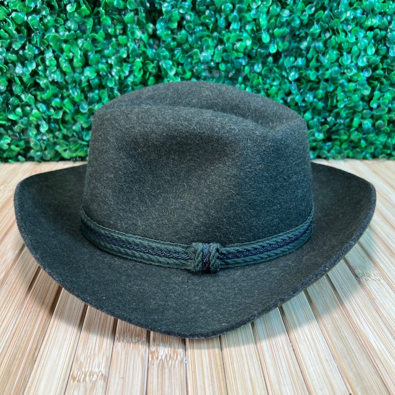 Green Wool Fedora for Men – Small Size, Czech-Made with Matching Band-image