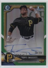 2018 Bowman Draft Chrome Pick Green Refractor 50/99 Travis Swaggerty Auto 0q21