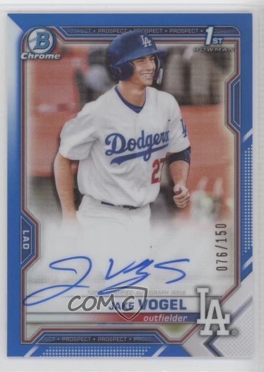 2021 Bowman Chrome Prospects Blue Refractor /150 Jake Vogel #CPA-JV Auto 0cv