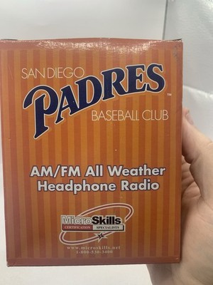 San Diego Padres AM/FM All Weather Headphone Radio 2002 VINTAGE Untested AsIs AE
