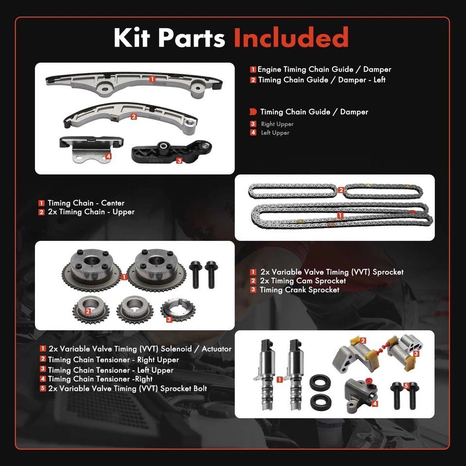 Kit de cadena de distribución del motor 19x para Ford Fusion Edge Taurus Flex Lincoln MKZ MKX MKS Foto 2 de 4