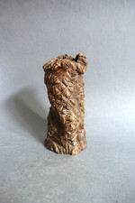 Scarified Enameled Sandstone Sculptural Vase Signed Dated