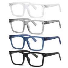 Oversized Reading Glasses for Men - 4 pack Classic Square Large TR Frame Read...