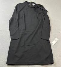 Calvin Klein Sheath Dress Womens 12 Black Neck Tie Back Zip Long Sleeves NWT