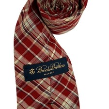 Brooks Brothers Makers Red Plaid Cotton Tie Men's Made in USA Christmas Preppy