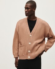 Babaa Men's Oversized no16 Roasted Fig Dusty Pink Cardigan Sweater Oversized