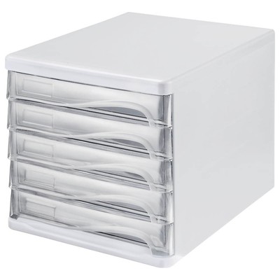 helit Schubladenbox  transparent H6129902, DIN A4 mit 5 Schubladen, 1 St.
