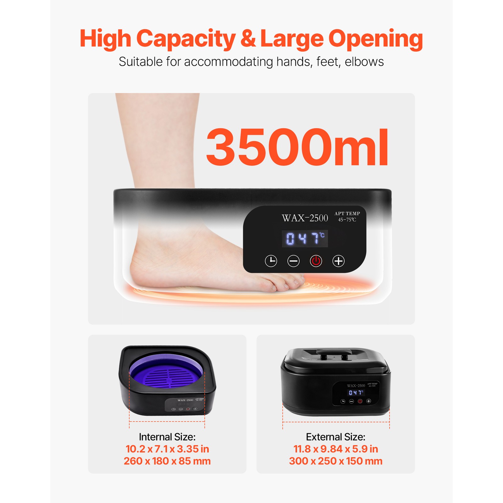 Paraffin Wax Machine for Hand Feet 3500ML Paraffin Wax Warmer 113℉-167℉