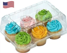 Decony Cupcake Boxes [40 PC.] MADE IN USA- Stylish Clear Plastic Cupcake Cont...