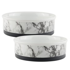 Pet Bowl Collection Ceramic Set, Small, Marble, 2 Count White