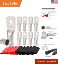 10pcs 6 Ring Marine Grade Copper Wire Lugs,with 3:1 Heat Shrink Tubing, Batte...