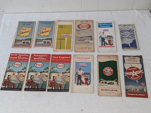 Vtg Lot 12 Maps Atlantic Valvoline Exxon Esso Sunoco Sun Tidewater Sinclair Oil