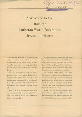 c1945 Lutheran Refugee Service Center Camp Grohn Bremen Germany German Welcome