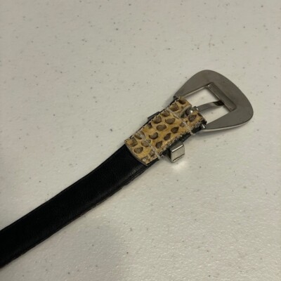 EUC Ann Taylor Reversible Snake Print Leather Belt with Gold Buckle EUC Vintage 90 main image 2