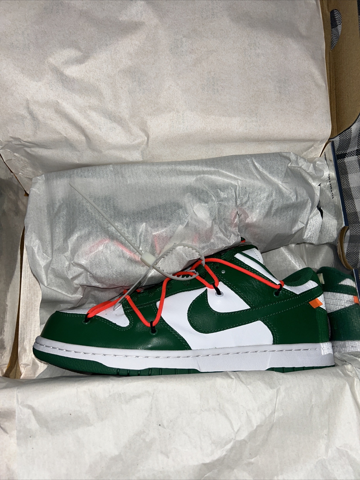 OFF WHITE X NIKE Nike Dunk Low x Off White 'Pine Green' ? UK 9 nuove con scatola originale RARA esclusiva