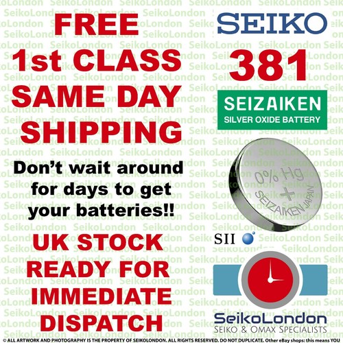 SEIZAIKEN SEIKO Silver Oxide Watch Battery ALL SIZES FREE First Class Post FAST! - Picture 142 of 229