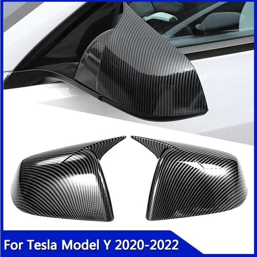PAIR M STYLE CARBON FIBER PAINTED MIRROR COVERS CAP FOR 2020-2023 TESLA MODEL Y
