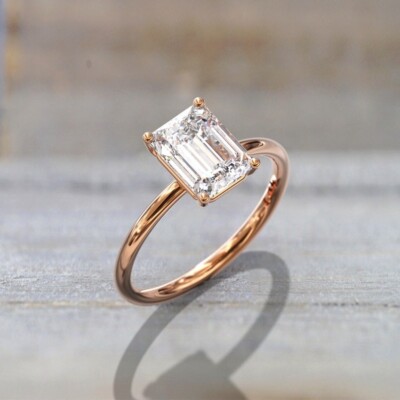 2,00 ct im Labor gezüchteter Smaragd Diamant 14k Gold E-F Farbe VVS1 VS1 IGI-zertifizierter Ring