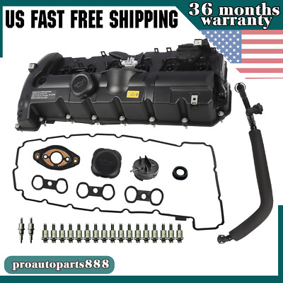 Valve Cover w/ Gasket &Cap& Hose Fit For BMW E70 E82 E90 E91 X3 X5 128i 328i Z4