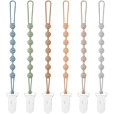 Baby Pacifier Clip, 6 Pack Silicone Pacifier Holder with One Piece Design for Ba