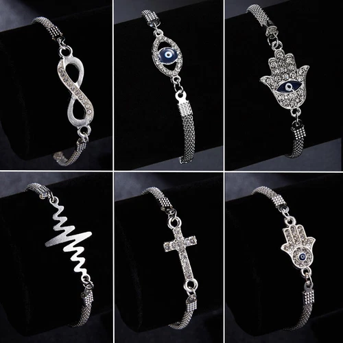 Fashion Turkish Lucky Evil Eye Bracelet Crystal Bangle Women Party Jewelry Gift