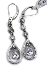 Sterling Silver Pear Shaped Cubic Zirconia Dangle Drop Earrings
