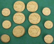 Set x 12 London Badge & Button Fly-Fisherman Brass DB Blazer Buttons