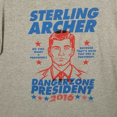 STERLING ARCHER DANGERZONE PRESIDENT Animated TV Sitcom T-Shirt ~ X-Large