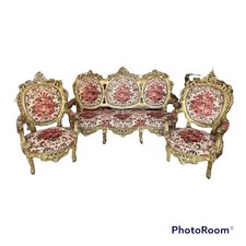 Majestueux canapé et fauteuils médaillons baroque Italie 1950