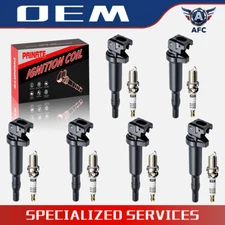 6X OEM Ignition Coils + Iridium Spark plugs Fit BMW 328i 335i 535i 640i X3 UF592