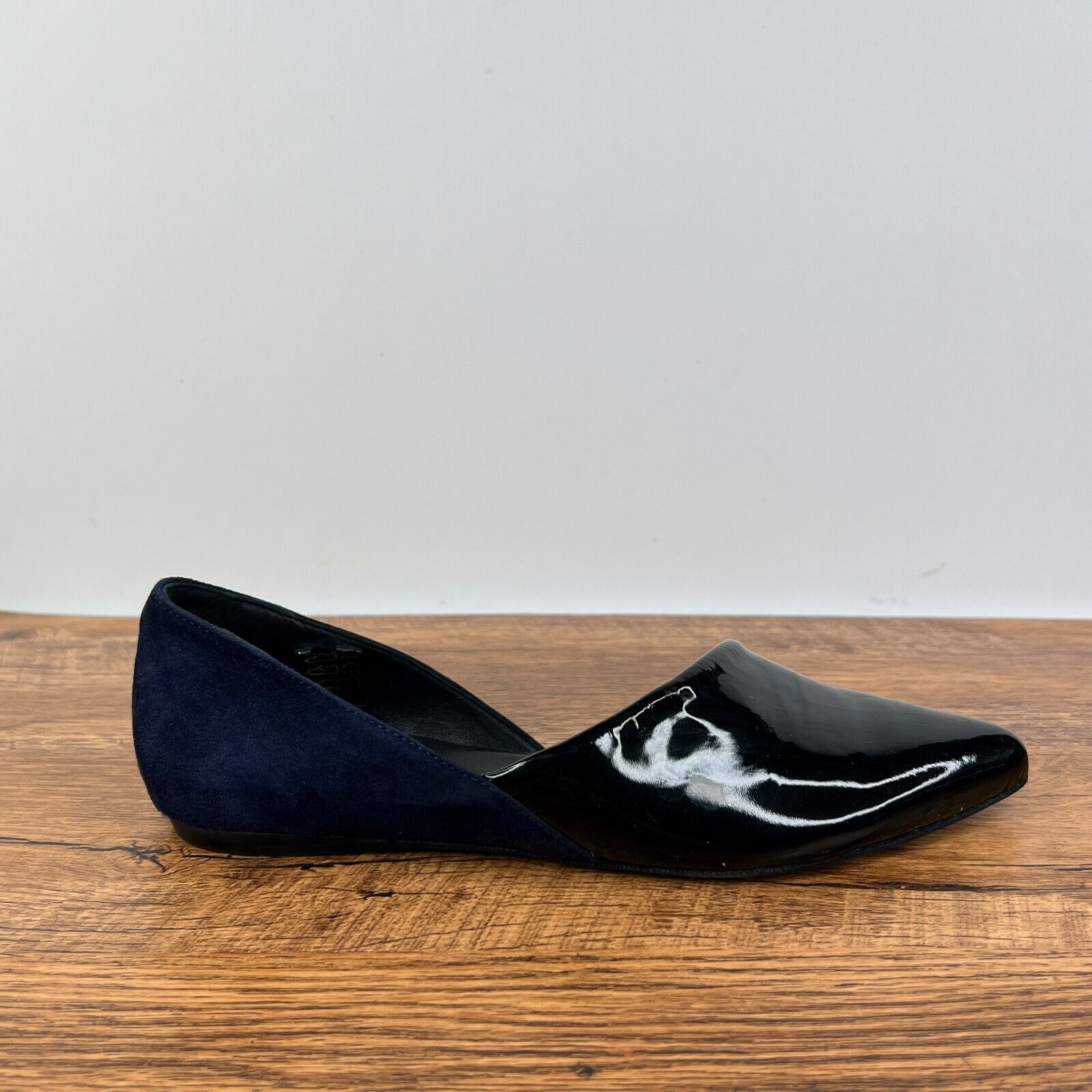 Pierre Hardy Ballet Flats 36/6 Black Patent Leather Blue Suede Pointy Toe  Shoes