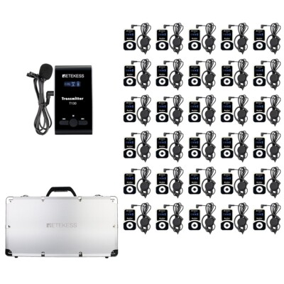 T130 Wireless Tour Guide System Mic Transmitter 30 Receiver Charge Case court