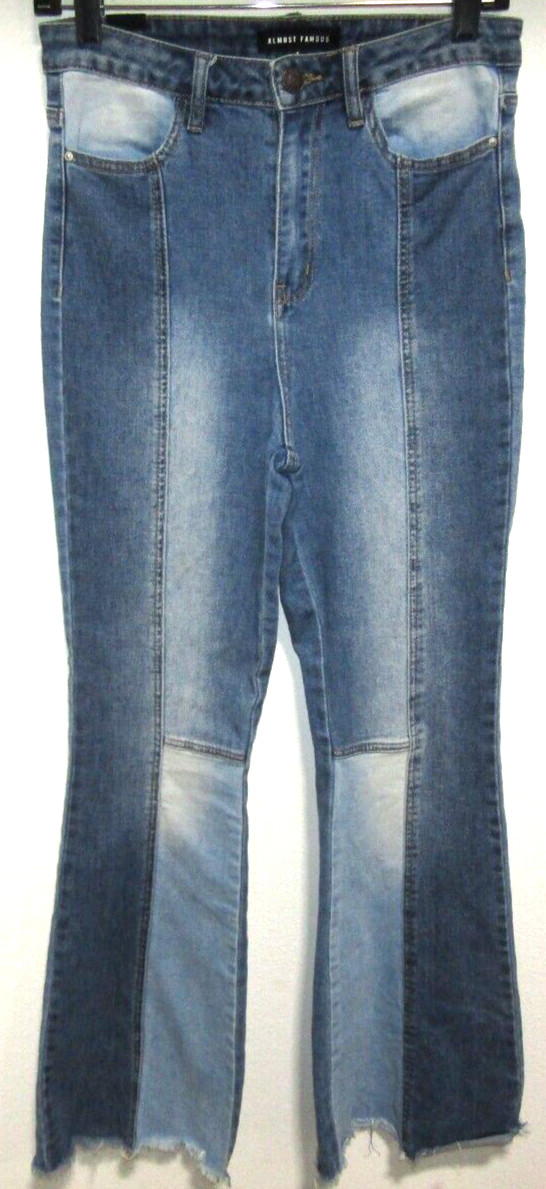 ALMOST FAMOUS PATCHWORK FLARE LEG DENIM JEANS WOM… - image 1