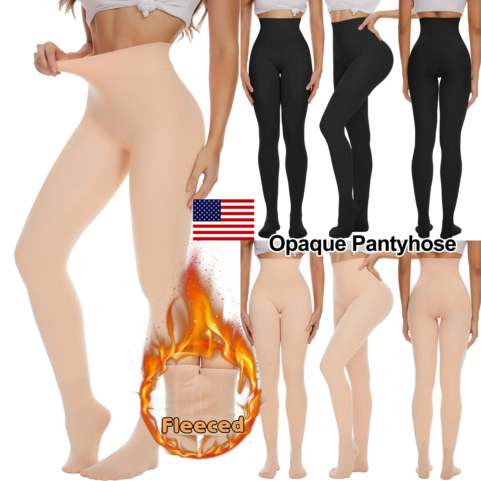 Mujeres invierno cálido grueso forro polar opaco pantalones térmicos medias elás