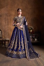Presenting Raw Silk Blue Lehenga Choli With Net Dupatta For Women Party Wear