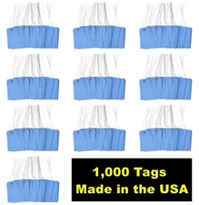 1000 pcs 4 3/4" x 2 3/8" Size 5 Blue Cardstock Hang Tag Tags with Wire 13 Pt